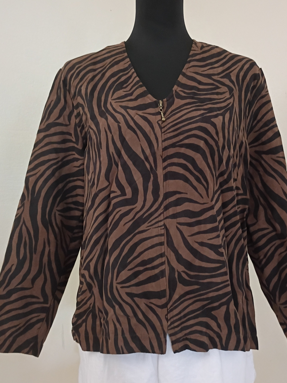 Cathy Daniels Brown & Black Zebra-Print Bomber Jacket
